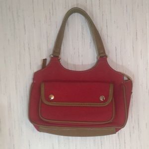 Gloria Vanderbilt Red Canvas and Leather Accent Handbag